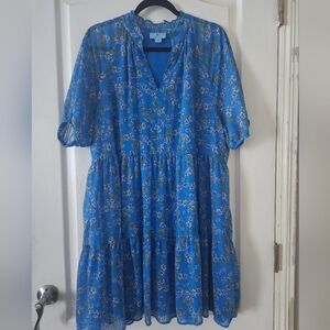 CeCe Blue Floral Midi Dress